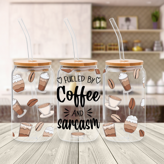 Fueled by Coffee and Sarcasm UV DTF Transfer Wrap