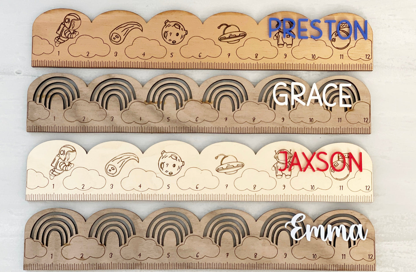 Wooden Rainbow Personalized Ruler Kids Back To School