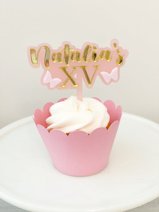 Acrylic Mini Topper, Woodland topper, Sweet 15 topper, Enchanted Garden, Fairytale Party, Acrylic toppers, Acrylic Cupcake toppers